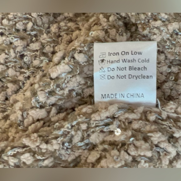 Mia Joy, Women’s, Light Brown, Popcorn Knit, Open Front, Cardigan, Sweater. - Picture 9 of 10